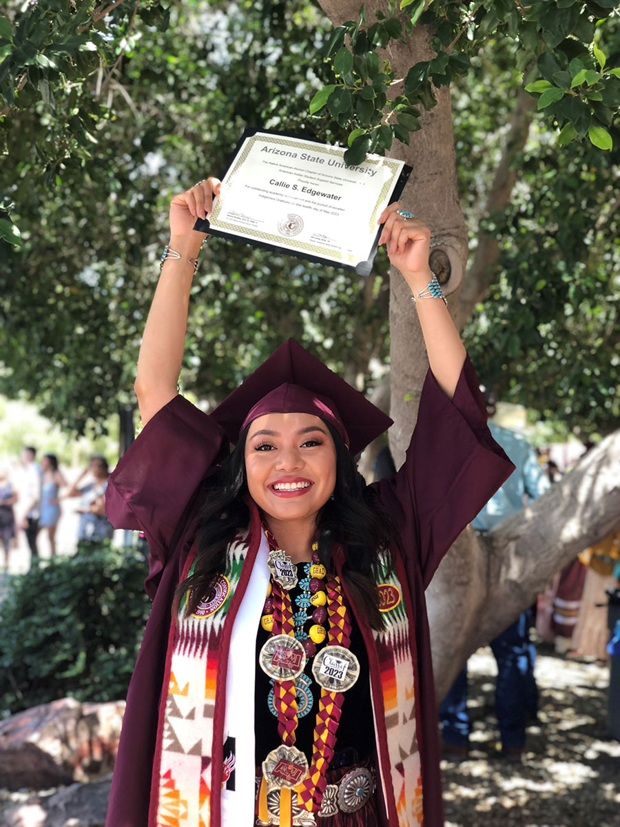 CAP intern Callie Edgewater with ASU diploma