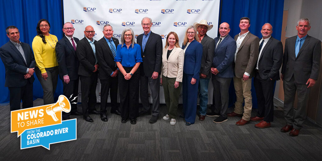 Governor Katie Hobbs and CAP General Manager Brenda Burman with group at CAP headquarters