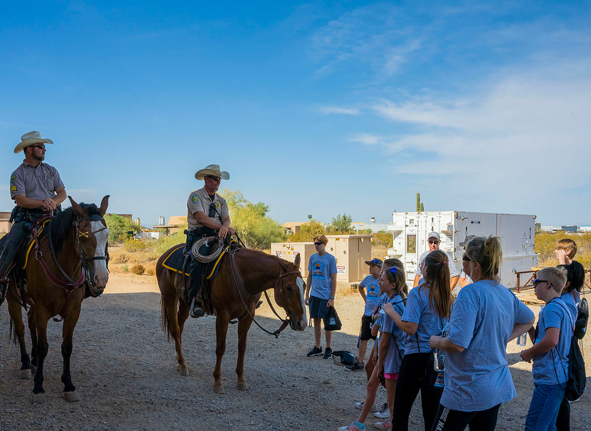 2022 CAP Kids Day group visiting mounted security