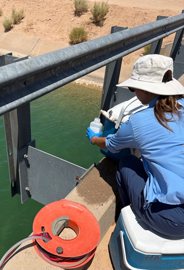 CAP Intern Emma Cornelius conducting water testing at the CAP canal