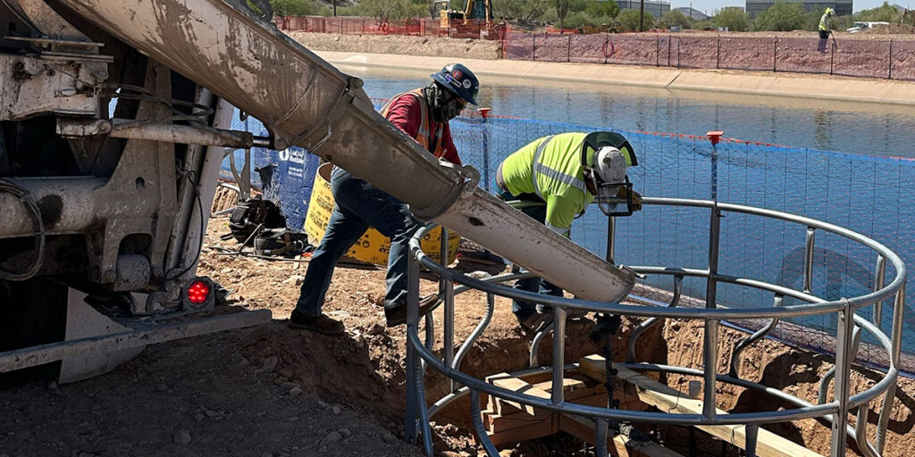 Concrete being poured for construction of the CAP Water Education Center