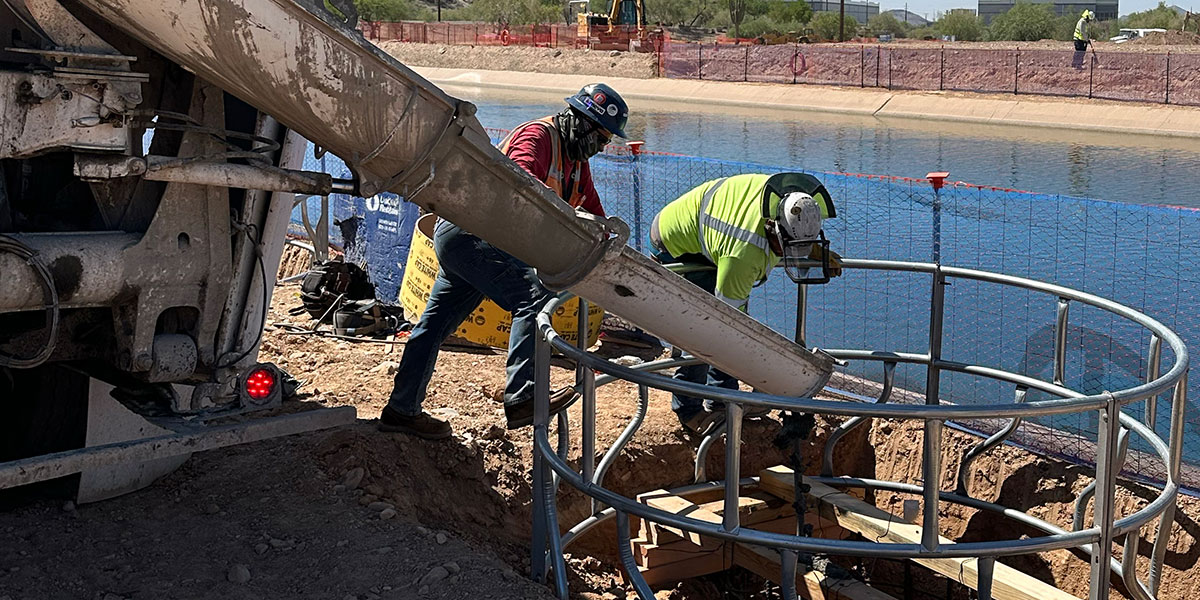 Concrete being poured for construction of the CAP Water Education Center