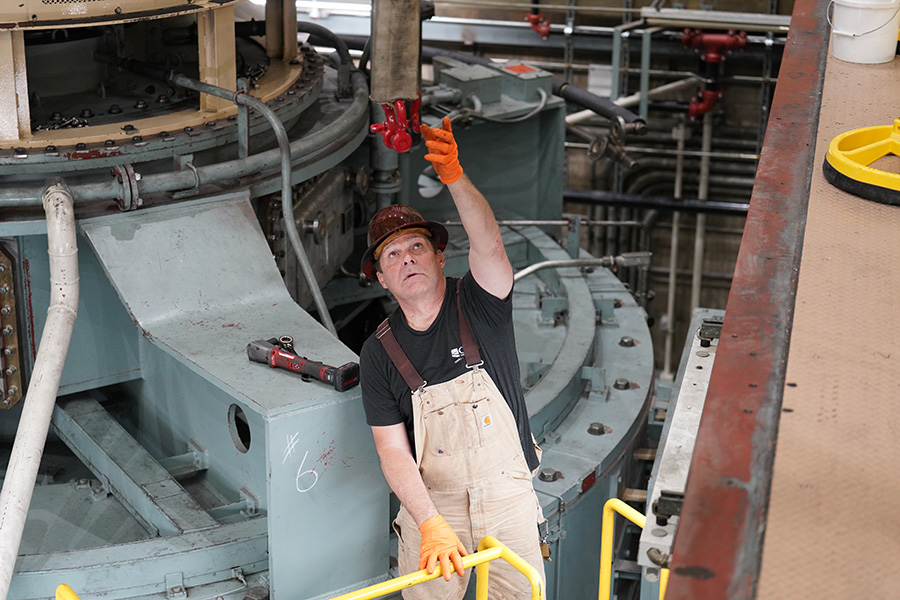 Mechanic working on pump