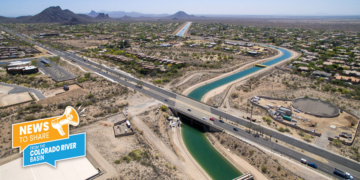 Aerial view of roadway over CAP canal