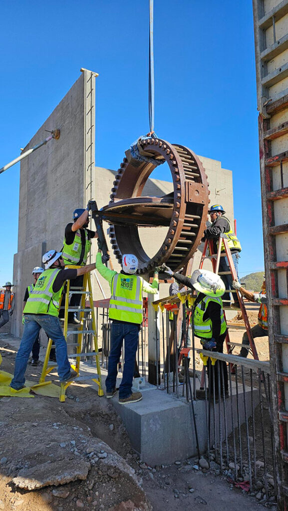 8,400-pound valve being placed