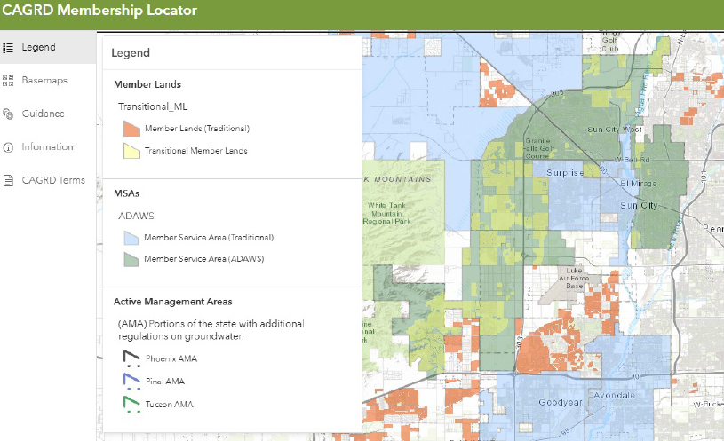 CAGRD Membership Locator map