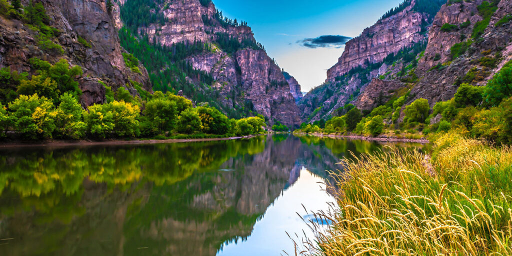 Colorado River through colorful mountains